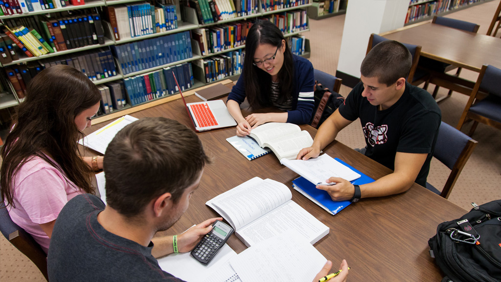 students studying at table