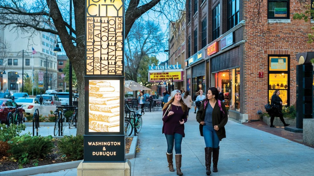 students walking in downtown iowa city